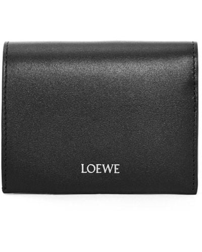 Loewe Trifold Zip Wallet In Shiny Nappa Calfskin - White