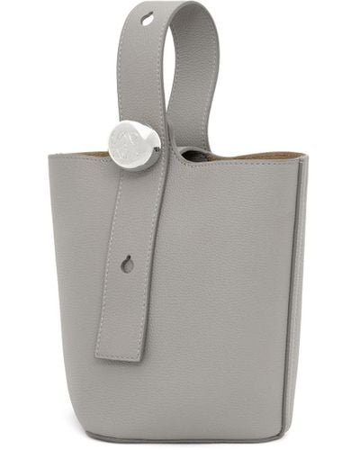 Loewe Luxury Mini Pebble Bucket Bag In Soft Grained Calfskin - Gray