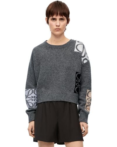 Loewe Wool-blend Anagram Sweater - Gray