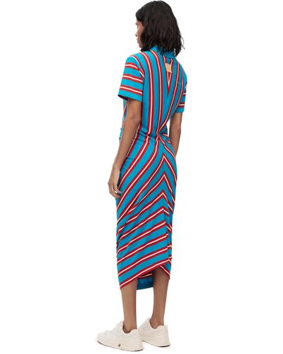 Loewe Luxury Stripe Polo Dress In Cotton For - Blue