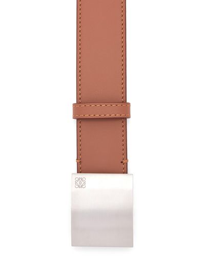 Loewe Luxury Plaque Belt In Smooth Calfskin - White
