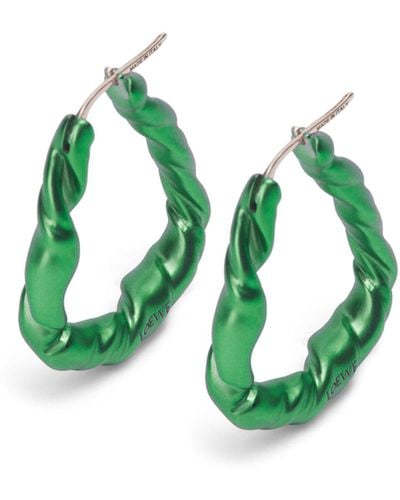 Loewe Luxury Nappa Twist Loop Earrings In Sterling Silver For - Green