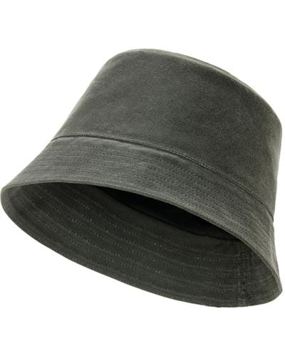 Loewe Luxury Bucket Hat In Waxed Canvas And Calfskin For - Green