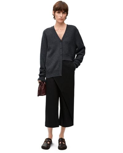 Loewe Luxury Asymmetric Cardigan In Cashmere - Black
