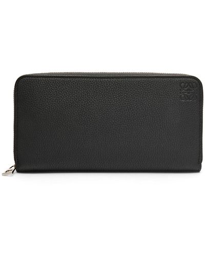Loewe Zip Around Wallet In Soft Grained Calfskin - Black