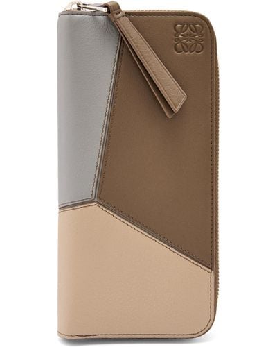 Loewe Luxury Puzzle Zipped Open Wallet In Classic Calfskin For - Natural