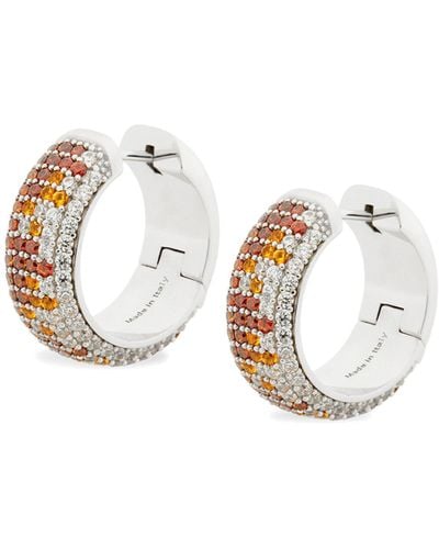 Loewe Luxury Pavé Hoop Earrings In Sterling Silver And Crystals - Multicolour