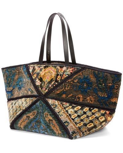 Loewe Luxury Xxl Carpet Puzzle Fold Tote In Silk And Wool - Multicolor