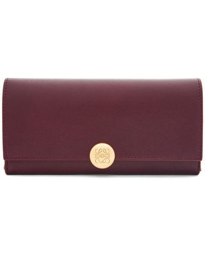 Loewe Luxury Pebble Continental Wallet In Shiny Nappa Calfskin - Purple