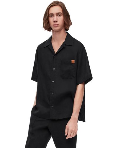 Loewe Bowling Shirt In Linen - Black