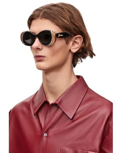Loewe Luxury Pavé Oval Sunglasses - Red