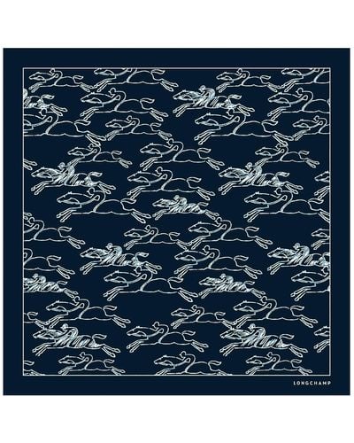 Longchamp Zijden Sjaal 50 Galop-denim - Blauw