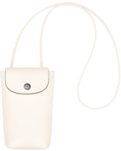 Longchamp Funda de teléfono con cordón de piel Le Pliage Xtra - Blanco