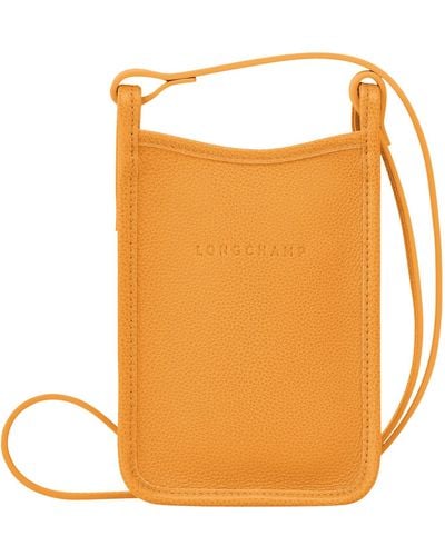 Longchamp Funda de teléfono con cordón de piel Le Foulonné - Naranja