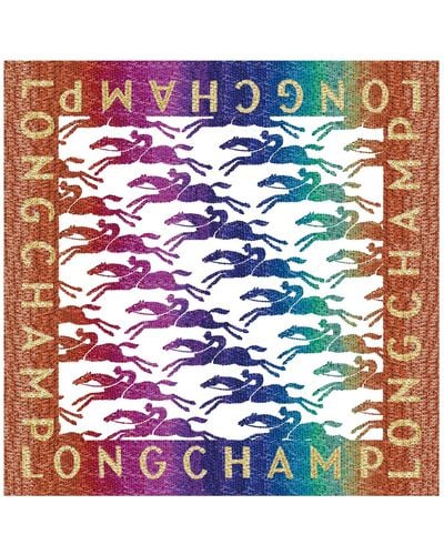 Longchamp Zijden Sjaal 70 Glinsteringen Bij Zonsondergang - Blauw