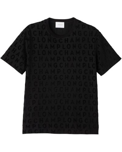 Longchamp Großes T-Shirt mit Logo - Schwarz
