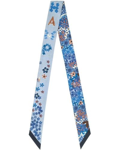 Longchamp Ribete de seda Collier de fleurs - Azul
