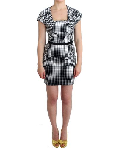 - for to 71% Lyst | Up Checkered Black Dresses Women And off White