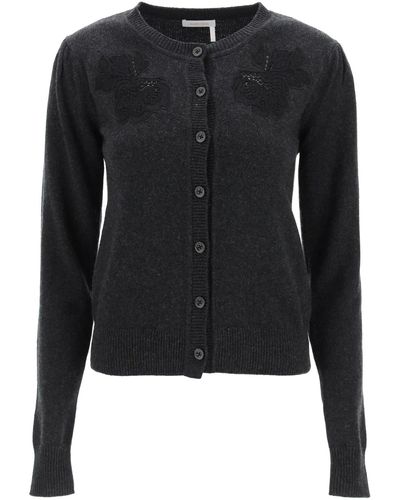 See By Chloé Cardigan With Lace - Black