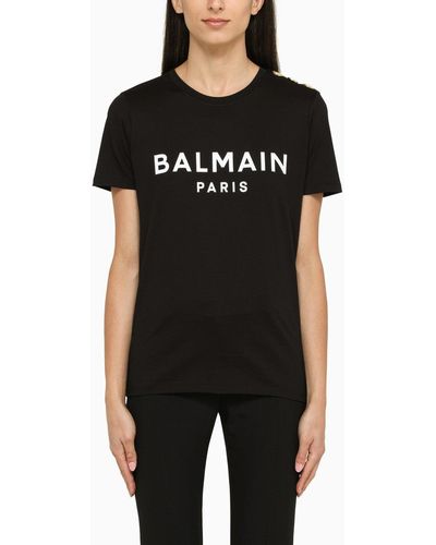 Balmain 3 Btn Ss Print T-shirt - Black