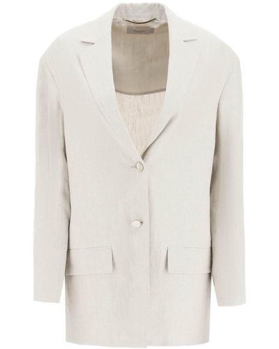 Agnona Linen Blazer - White