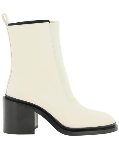 Jil Sander Leather Ankle Boots - White
