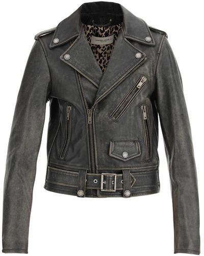 Golden Goose 'destiny' Leather Biker Jacket - Black