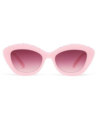 LoveShackFancy Florencia Rhinestone Sunglasses - Pink