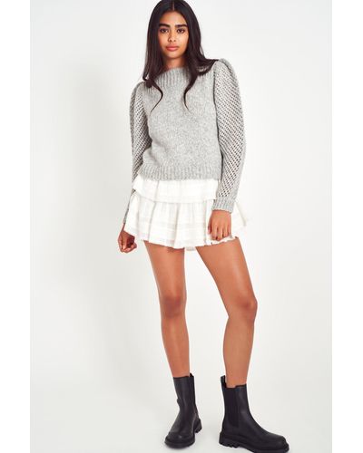 LoveShackFancy Rosie Heritage Pullover Sweater - Gray