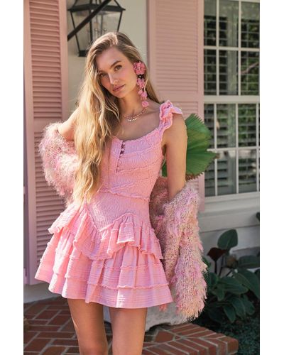 LoveShackFancy Marsinia Cotton Smocked Dress - Pink