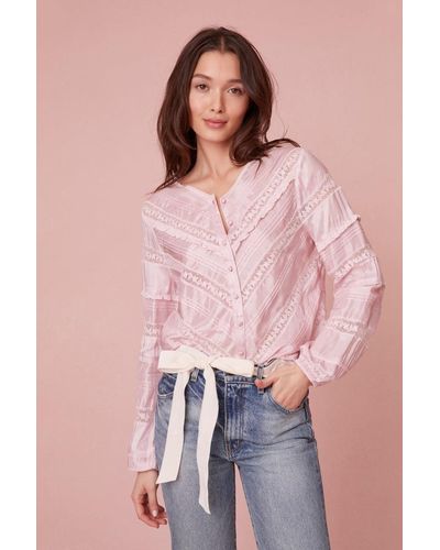 LoveShackFancy Carmolina Lightweight Blouse - Pink