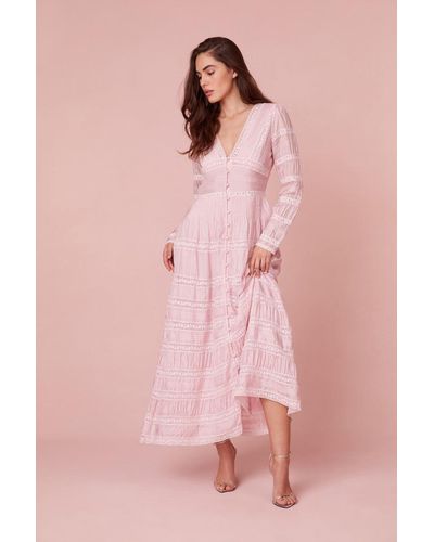 LoveShackFancy Ellitia Victorian Lace Maxi Dress - Pink