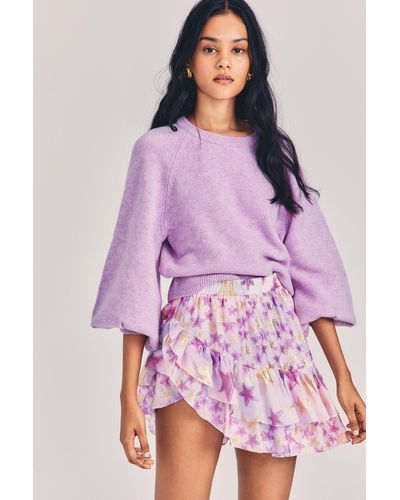 LoveShackFancy Seniya Mini Skirt - Purple