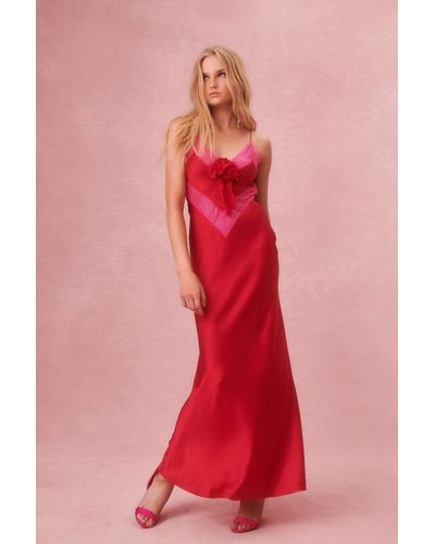 LoveShackFancy Serita Slip Dress - Red