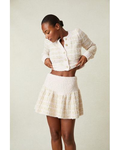 LoveShackFancy Bibi Tweed Mini Skirt - Natural