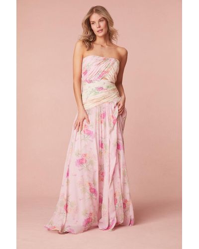 LoveShackFancy Pintil Strapless Floral Gown - Pink