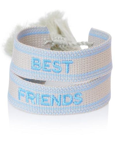 LoveShackFancy Best Friends Fabric Woven Bracelet Set - Blue