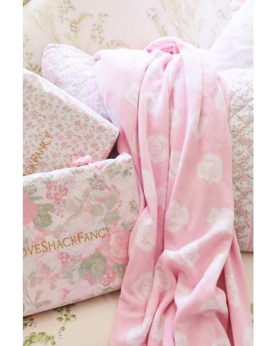 LoveShackFancy Rose Jacquard Blanket - Pink