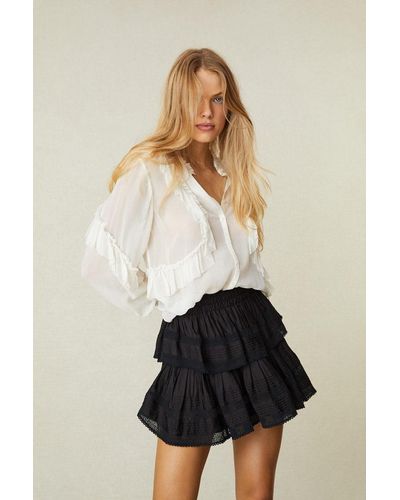 LoveShackFancy Ruffle Mini Skirt - Natural