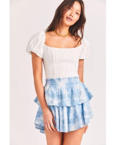 LoveShackFancy Ruffle Mini Skirt - Blue