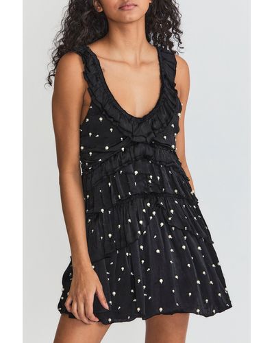 LoveShackFancy Andra Embellished Mini Dress - Black