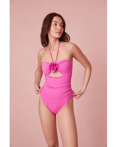 LoveShackFancy Didi One-piece Halter Swimsuit - Pink