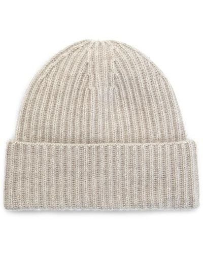 LoveShackFancy White+warren Cashmere Luxe Ribbed Beanie - Natural