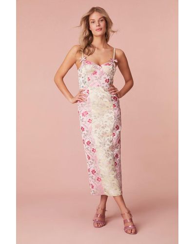 LoveShackFancy Massey Floral Jacquard Midi Dress - Pink
