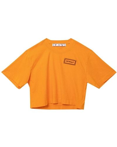Off-White c/o Virgil Abloh T-Shirt Cropped Off - Arancione