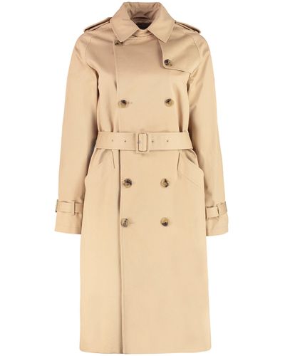 A.P.C concealed-fastening Belted Trench Coat - Neutrals