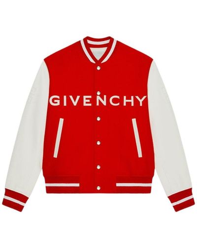 Givenchy x Josh Smith Devil Sleeve Wool Blend Logo Varsity Jacket in  Red/burgundy