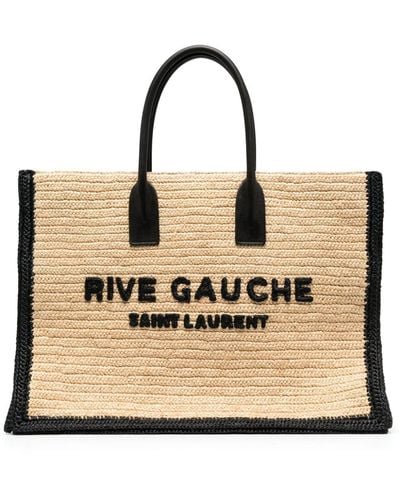 Black Logo-embroidered faux-raffia tote bag