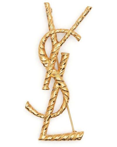 Saint Laurent Opyum Ysl Brooch in Metallic Lyst