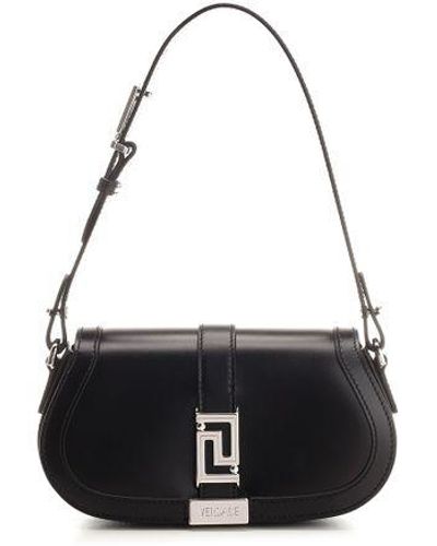Versace Greca Goddess Mini Embellished Leather-trimmed Quilted Satin  Shoulder Bag in Black | Lyst
